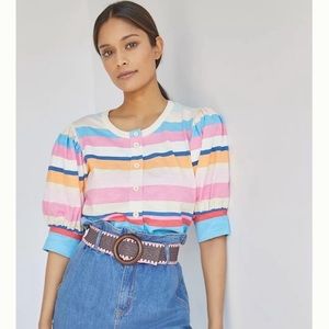 Plenty by Tracy reese striped puffy sleeve sweater